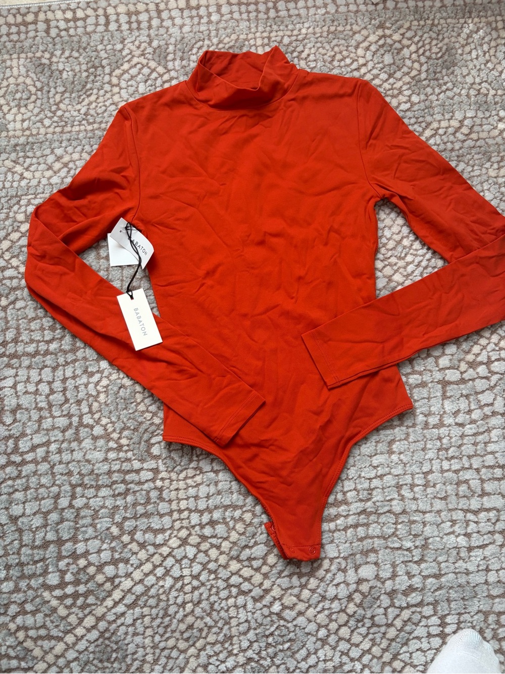 Babaton Long-Sleeve Turtleneck Bodysuit - Bright Orange